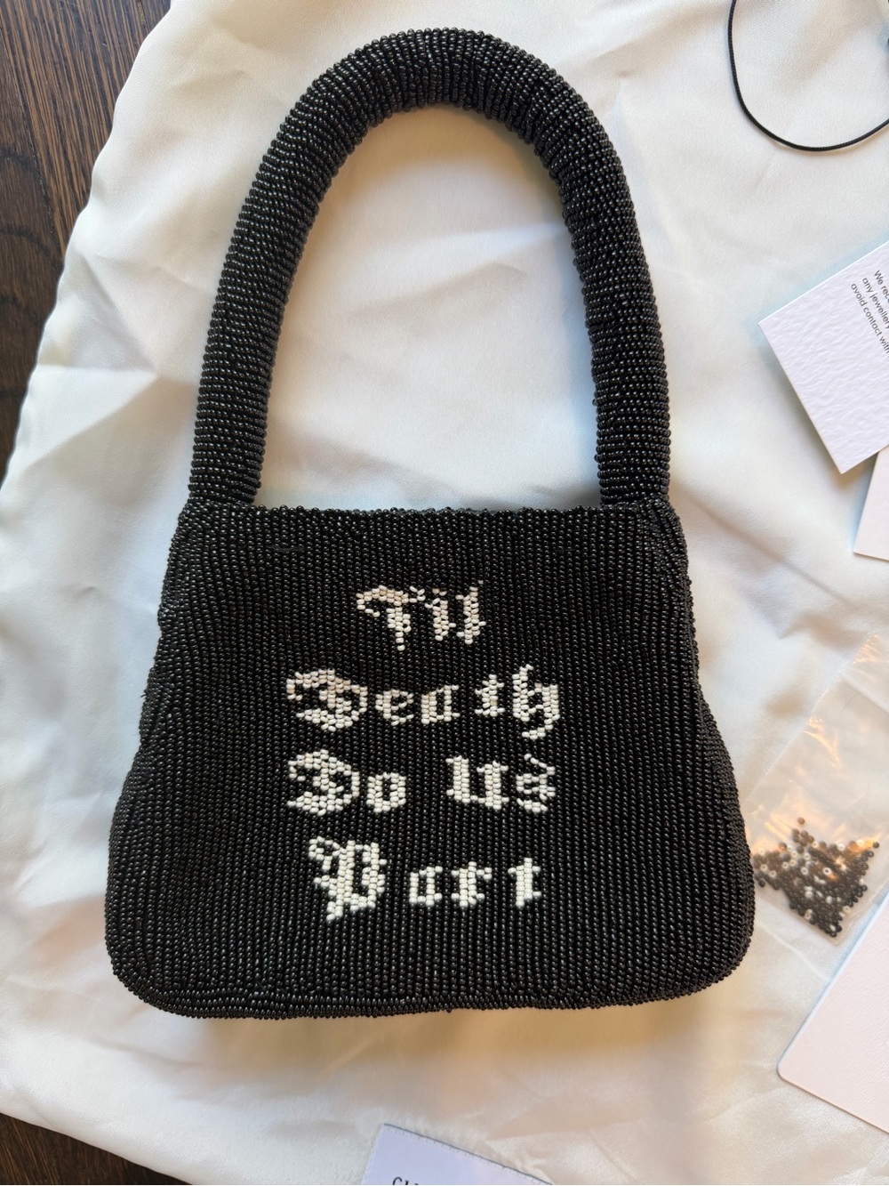 Clio Peppiatt + OS + Til Death Do Us Part Beaded Bag + Black